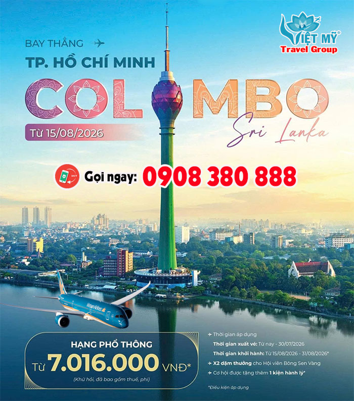 Vietnam Airlines khai trương đường bay thẳng TpHCM - Colombo từ 15/08/2026, giá chỉ từ 7.016.000 VNĐ khứ hồi 3 Vietnam Airlines khai trương đường bay thẳng TpHCM - Colombo từ 15/08/2026, giá chỉ từ 7.016.000 VNĐ khứ hồi