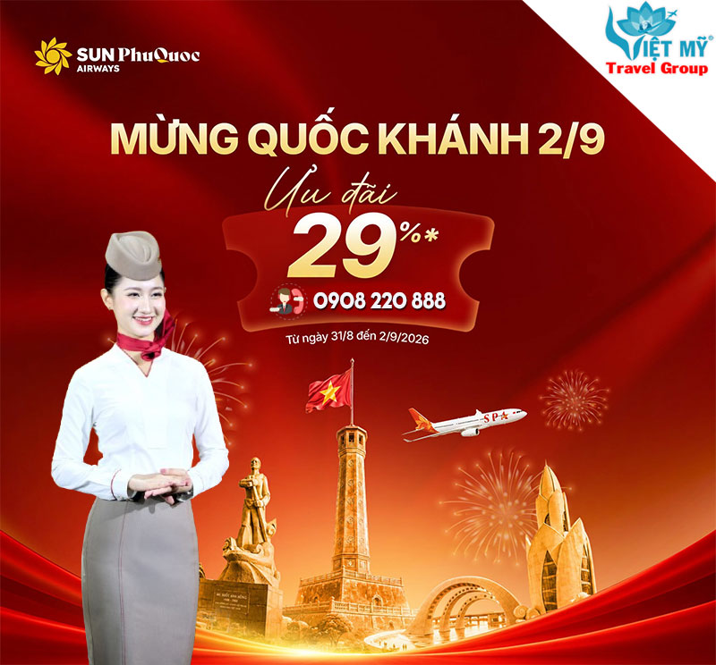 Đón lễ 2/9 Sun PhuQuoc Airways ưu đãi 29% giá vé nội địa