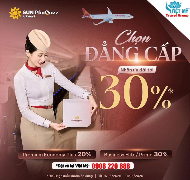 Sun PhuQuoc Airways ưu đãi đến 30% cho hạng vé cao cấp 1 Sun PhuQuoc Airways ưu đãi đến 30% cho hạng vé cao cấp