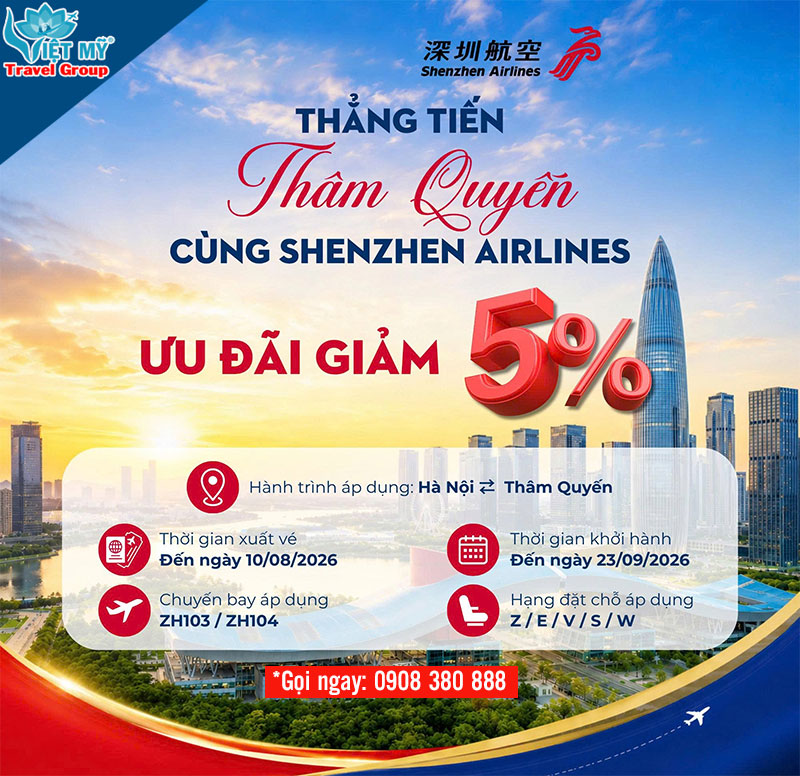 Thẳng tiến Thâm Quyến cùng Shenzhen Airlines – Giảm ngay 5% giá vé từ Hà Nội 3 Thẳng tiến Thâm Quyến cùng Shenzhen Airlines – Giảm ngay 5% giá vé từ Hà Nội
