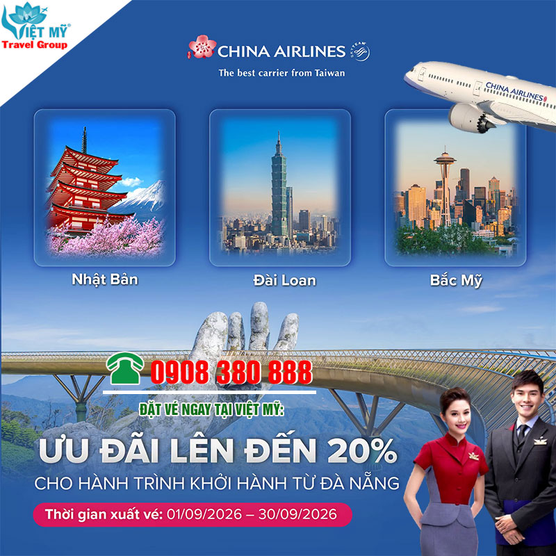 Vé China Airlines từ Đà Nẵng ưu đãi đến 20% tháng 9/2026 3 Vé China Airlines từ Đà Nẵng ưu đãi đến 20% tháng 9/2026