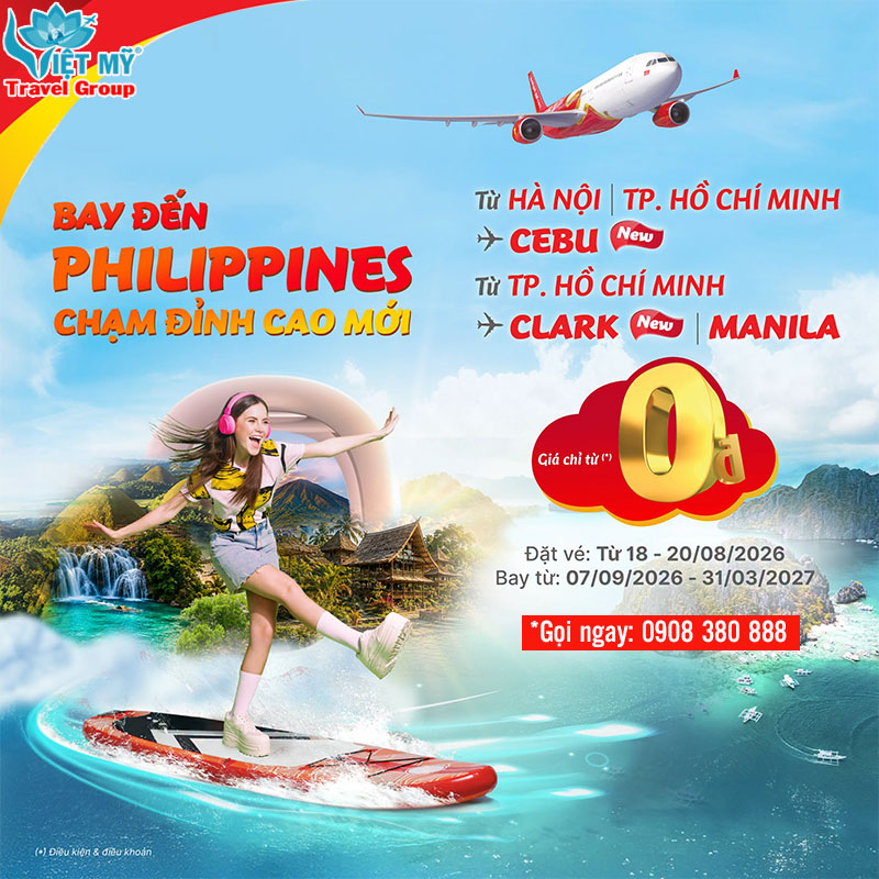 Vé Vietjet đi Philippines từ 0Đ: Cơ hội săn vé đã đến!