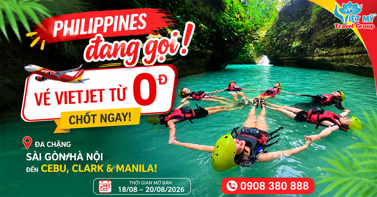 Vé Vietjet đi Philippines từ 0Đ: Cơ hội săn vé đã đến!