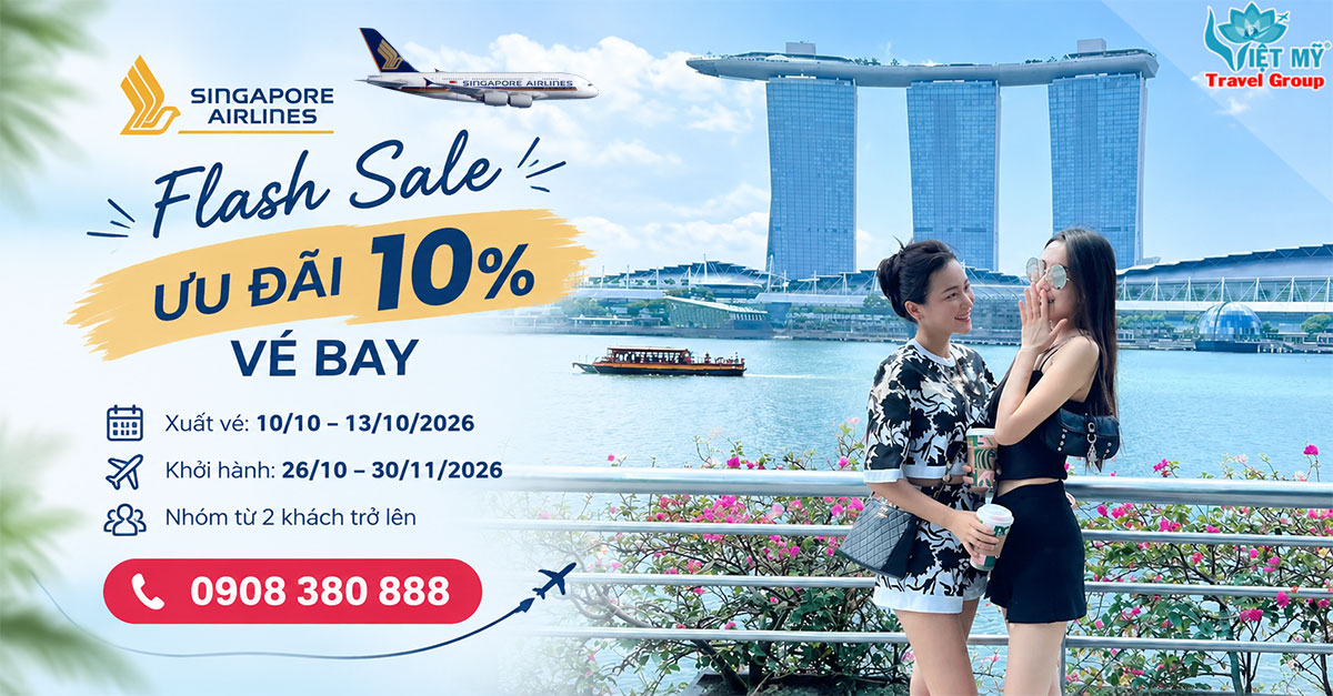 Flash sale Singapore Airlines: ưu đãi 10% cho hành trình cuối năm