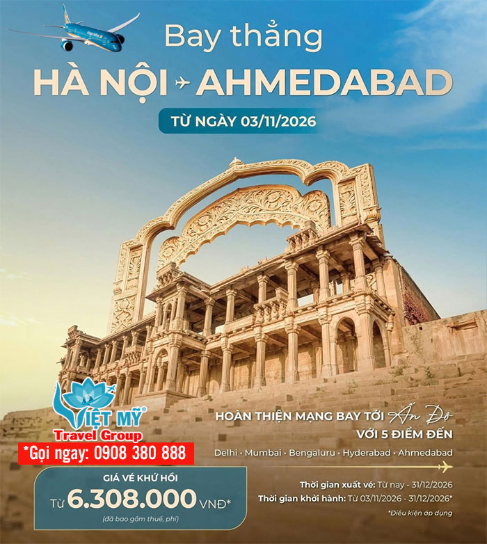 Khám phá Ahmedabad cùng Vietnam Airlines, giá vé khứ hồi từ 6.308.000 VNĐ 1 Khám phá Ahmedabad cùng Vietnam Airlines, giá vé khứ hồi từ 6.308.000 VNĐ