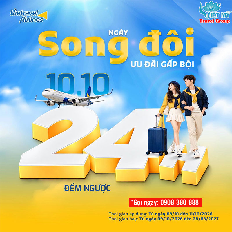 Siêu sale 10/10 Vietravel Airlines - giảm đến 50% giá vé 1 Siêu sale 10/10 Vietravel Airlines - giảm đến 50% giá vé