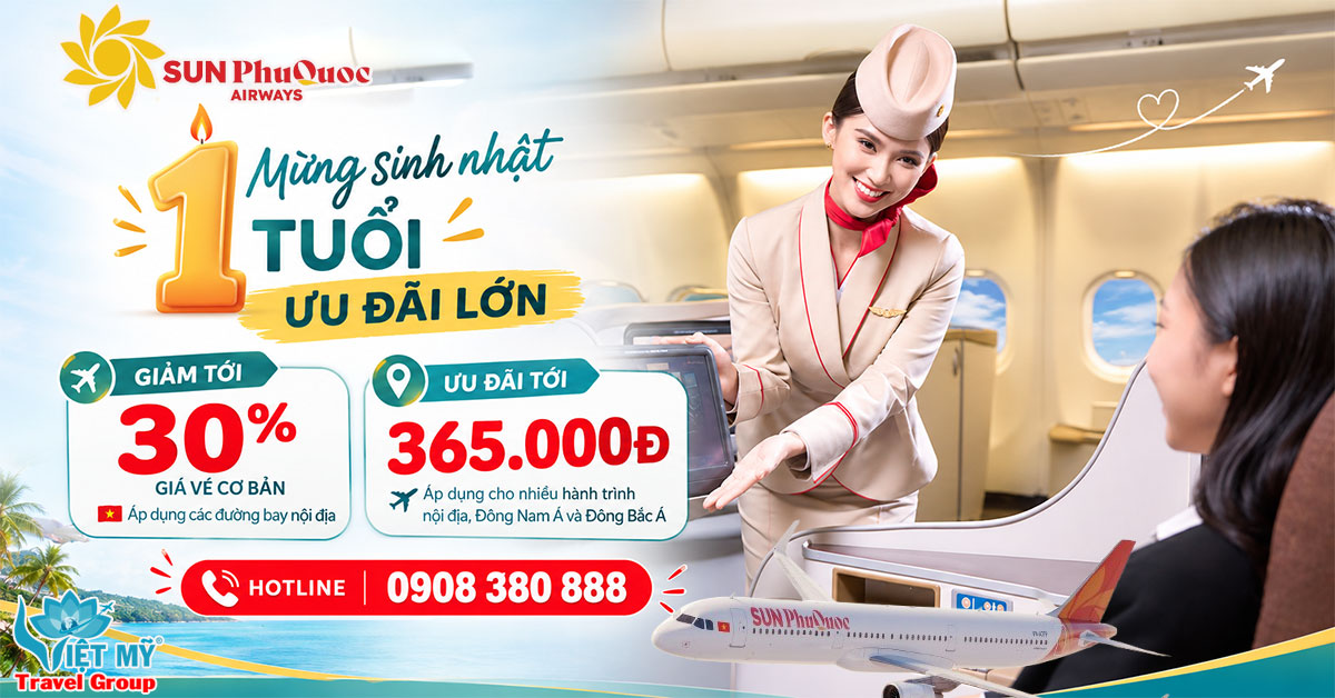 Sun PhuQuoc Airways mừng sinh nhật 1 tuổi - ưu đãi vé tới 30%
