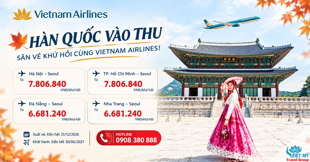 Vietnam Airlines ưu đãi vé máy bay đi Seoul khứ hồi từ 6.681.240 VNĐ